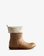Hunter Women's Insulated Roll Top Vegan Shearling Boots Tawny Brown - Image 2
