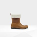 Hunter Women's Insulated Roll Top Vegan Shearling Boots Thicket Brown