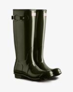 Hunter Women's Original Tall Gloss Rain Boots Dark Olive - Image 3