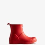 Hunter Women's Play Short Rain Boots Logo Red