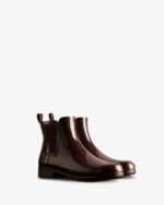 Hunter Women's Refined Gloss Slim Fit Chelsea Boots Cherry Brandy - Image 3