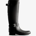 Hunter Women's Refined Slim Fit Adjustable Tall Rain Boots Black