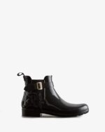 Hunter Women's Refined Slim Fit Quilted Gloss Chelsea Boots Black - Image 2