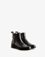 Hunter Women's Refined Slim Fit Quilted Gloss Chelsea Boots Black - Image 4