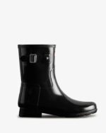 Hunter Women's Refined Slim Fit Short Gloss Rain Boot Black - Image 2