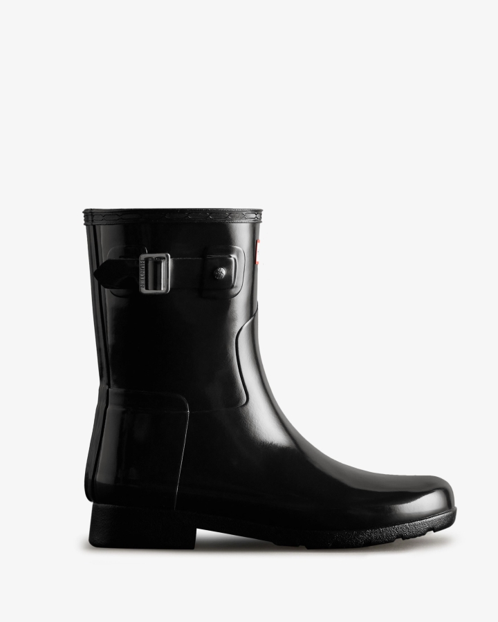 Hunter Women's Refined Slim Fit Short Gloss Rain Boot Black - Image 2