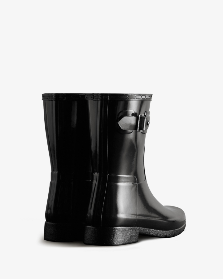 Hunter Women's Refined Slim Fit Short Gloss Rain Boot Black - Image 4