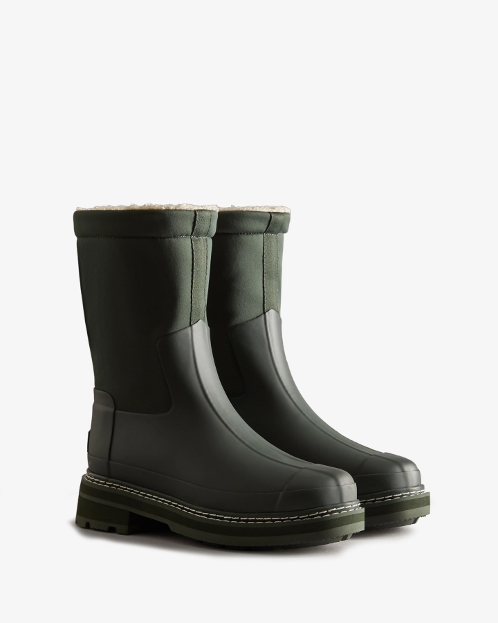 Hunter Women's Refined Stitch Roll Top Vegan Shearling Boots Arctic Moss Green - Image 4