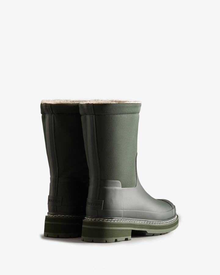 Hunter Women's Refined Stitch Roll Top Vegan Shearling Boots Arctic Moss Green - Image 5