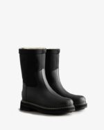 Hunter Women's Refined Stitch Roll Top Vegan Shearling Boots Black - Image 4