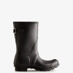Hunter Women's Short Back Adjustable Rain Boots Black