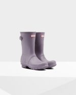Hunter Women's Short Back Adjustable Rain Boots Purple Top - Image 3