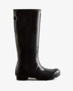 Hunter Women's Tall Back Adjustable Gloss Rain Boots Black - Image 2