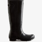 Hunter Women's Tall Back Adjustable Gloss Rain Boots Black