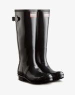 Hunter Women's Tall Back Adjustable Gloss Rain Boots Black - Image 3