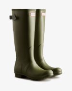 Hunter Women's Tall Back Adjustable Rain Boots Ismarken Olive-Artic Moss Green - Image 3