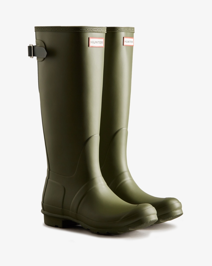Hunter Women's Tall Back Adjustable Rain Boots Ismarken Olive-Artic Moss Green - Image 3