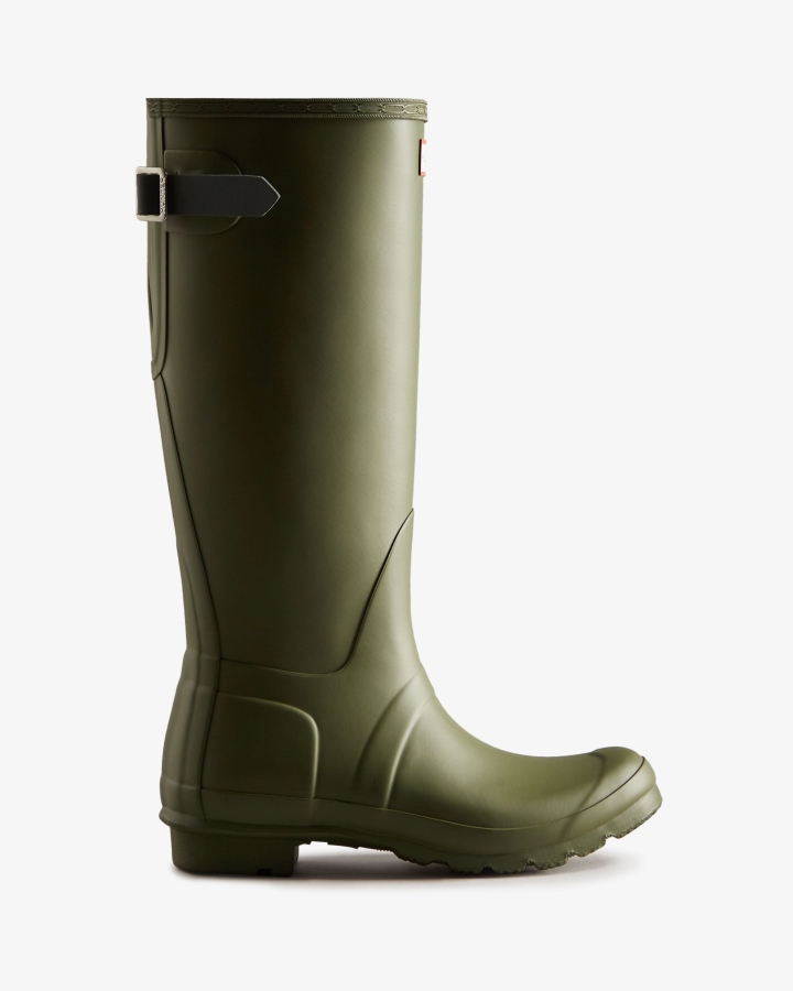 Hunter Women's Tall Back Adjustable Rain Boots Ismarken Olive-Artic Moss Green - Image 1