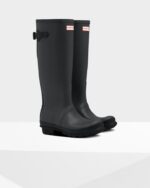 Hunter Women's Tall Back Adjustable Rain Boots Luna Grey-Black - Image 3