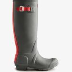 Hunter Women's Tall Insulated Rain Boots Tundra Grey-Red Chill