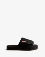 Hunter Women's Terry Towelling Beach Platform Adjustable Slide Black