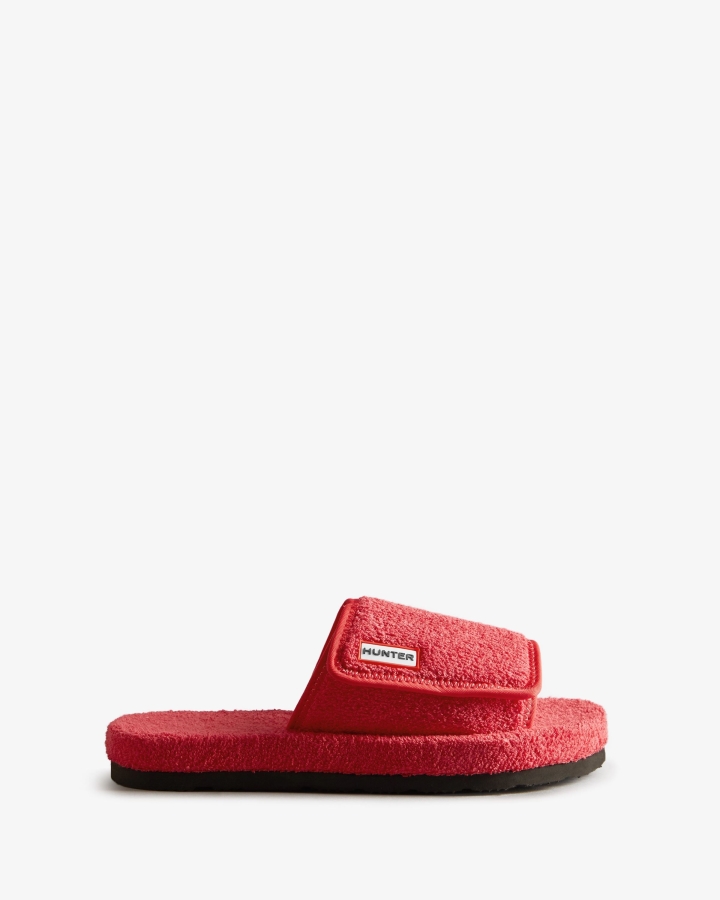 Hunter Women's Terry Towelling Beach Platform Adjustable Slide Rowan Pink - Image 2