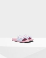 Hunter Women's Terry Towelling Logo Adjustable Slides Arctic Iris Blue-Foxglove Pink - Image 4