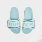Hunter Women's Terry Towelling Logo Adjustable Slides Spearmint-Eucalyptus Blue