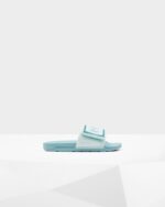 Hunter Women's Terry Towelling Logo Adjustable Slides Spearmint-Eucalyptus Blue - Image 3