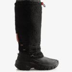 Hunter Women's Wanderer Vegan Shearling Insulated Tall Snow Boots Black