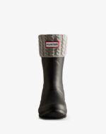 Recycled Mini Cable Knitted Cuff Hunter Short Boot Socks - Image 2