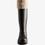 Recycled Mini Cable Knitted Cuff Tall Hunter Boot Socks