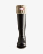 Recycled Mini Cable Knitted Cuff Tall Hunter Boot Socks